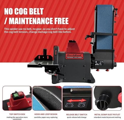 BUCKTOOL Pro 1HP Bench Belt Sander for Metal Working, 4 x 36 in Belt and 8 in Disc Sander with 1HP Direct-drive Motor, Benchtop for Metalworking, BD4801-M | Belt Disc Sander with Direct Drive,2161FPM,3450RPM,Knife Grinding Jig,Removable Dust Port,Quick Be in Kuwait