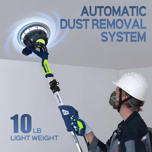 Drywall Sander, 2025 Upgraded 8-Amp Popcorn Ceiling Removal Tool with 7 Variable Speed 800-1800RPM, Drywall Sander with Vacuum Dust Collector with Extendable Handle, LED Light, 12pcs Sanding Discs,Red in Kuwait