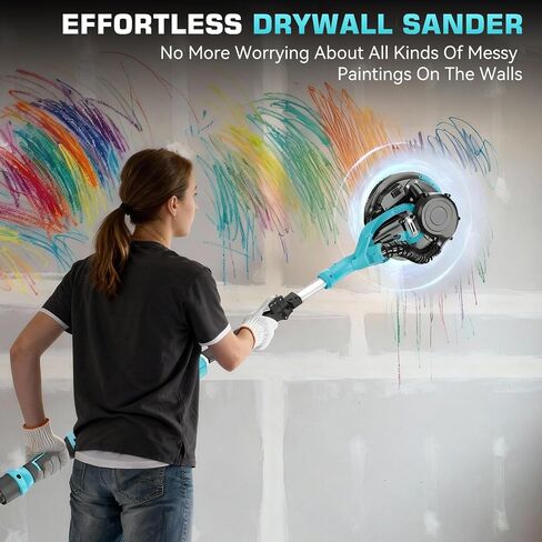 Drywall Sander with Vacuum Dust Collector, 1000W Popcorn Ceiling Removal Tool, Electric Drywall Sander with Digital Display Screen 9 Variable Speed 800-2100RPM, Foldable & Extendable Handle in Kuwait