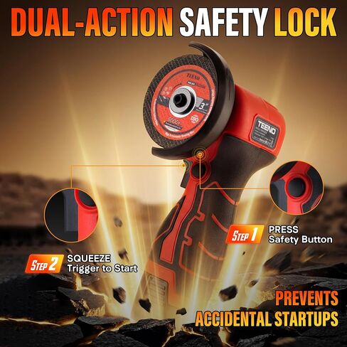 TEENO Cordless Angle Grinder Kit, 19,500 RPM Mini Electric Angle Grinding Tool with 2 pcs 16.8V 2000mAh Batteries and 6 Cutting Discs, 3-Inch Handheld Grinder for Metal/Wood Cutting and Grinding in Kuwait