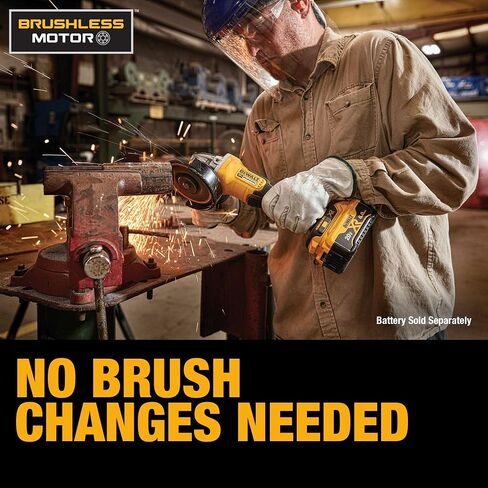DEWALT 20V MAX* Angle Grinder Tool Cordless Brushless, 4 1/2 Inch, with Paddle Switch and Kickback Brake, Tool Only (DCG413B) | 9000 Rpm, Paddle Switch with Kickback Brake, Includes Side Handle and Guard, Battery and Charger Sold Separately in Kuwait