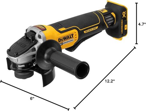 DEWALT 20V MAX* Angle Grinder Tool Cordless Brushless, 4 1/2 Inch, with Paddle Switch and Kickback Brake, Tool Only (DCG413B) | 9000 Rpm, Paddle Switch with Kickback Brake, Includes Side Handle and Guard, Battery and Charger Sold Separately in Kuwait