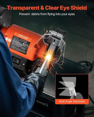 VEVOR Bench Grinder, 8-inch Single Speed, 3450RPM High-Speed Table Grinders with 750W 6.2A 1.0Hp Induction Motor, 36/60-Grit Grinding Wheel & Adjustable Eye Shield for Fast Sharpening Grinding in Kuwait