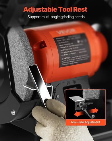 VEVOR Bench Grinder, 8-inch Single Speed, 3450RPM High-Speed Table Grinders with 750W 6.2A 1.0Hp Induction Motor, 36/60-Grit Grinding Wheel & Adjustable Eye Shield for Fast Sharpening Grinding in Kuwait