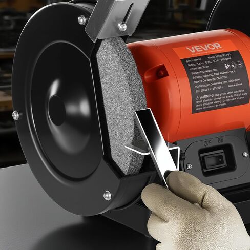 VEVOR Bench Grinder, 8-inch Single Speed, 3450RPM High-Speed Table Grinders with 750W 6.2A 1.0Hp Induction Motor, 36/60-Grit Grinding Wheel & Adjustable Eye Shield for Fast Sharpening Grinding in Kuwait