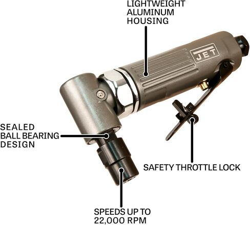 JET 1/4-Inch Pneumatic Right-Angle Die Grinder, 22000 RPM (JAT-403), Gray in Kuwait