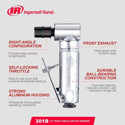Ingersoll Rand 301B 1/4" Collet Air Die Grinder | Max free speed up to 21,000 rpm, ideal for grinding, cutting, and polishing in tight or hard-to-reach spaces in Kuwait