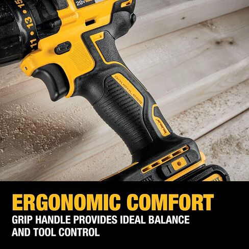 DEWALT 20V MAX Cordless Drill Driver Set, Electric Drill, Brushless 1/2 In 2 Speed, 2.0 Ah Battery and Charger Included, LED Light (DCD777D1) in Kuwait