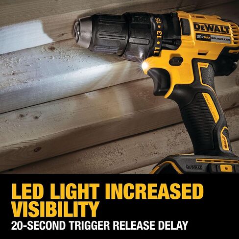 DEWALT 20V MAX Cordless Drill Driver Set, Electric Drill, Brushless 1/2 In 2 Speed, 2.0 Ah Battery and Charger Included, LED Light (DCD777D1) in Kuwait