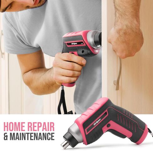 Hi-Spec 35-Piece Tool Kit with 3.6V USB Small Electric Screwdriver Set, Pink Drill Set for Women, Tool Kit for Home in Kuwait