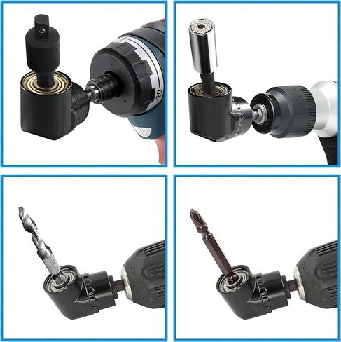 HOOOWOOO 105 Degree Right Steel Angle Driver Angle Extension Power Screwdriver drill with 1/4 Drive Hex Bit Quick Magnetic Drill Bit Angled bit Power Drill Tool,Multifunction Right Angle Drill in Kuwait