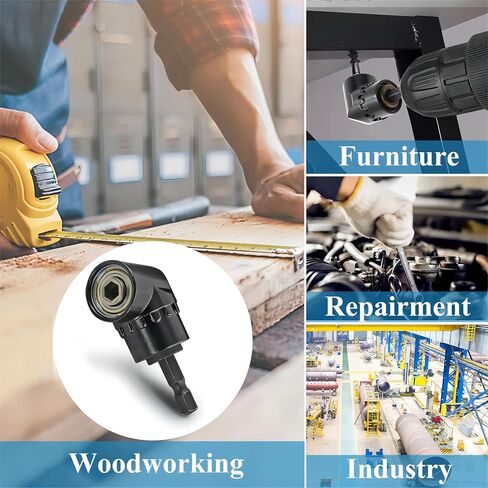 HOOOWOOO 105 Degree Right Steel Angle Driver Angle Extension Power Screwdriver drill with 1/4 Drive Hex Bit Quick Magnetic Drill Bit Angled bit Power Drill Tool,Multifunction Right Angle Drill in Kuwait