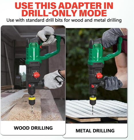 1" SDS-Plus Lightweight Concrete Rotary Hammer Drill w/ 1/2" Adapter | 9 Amp Corded Electric 7.2 Lbs 4 Functions & Reverse Variable Speed Safety Clutch Rotomartillo w/ 3 Drill Bits 2 Chisels Case in Kuwait