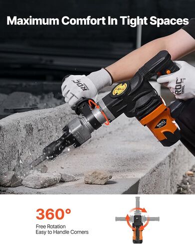 VEVOR Demolition Jack Hammer, MAX 1400W Electric Jackhammer Heavy Duty, 2900 BPM Concrete Breaker 2pcs Chisels Bits Chipping W/Case, Gloves in Kuwait