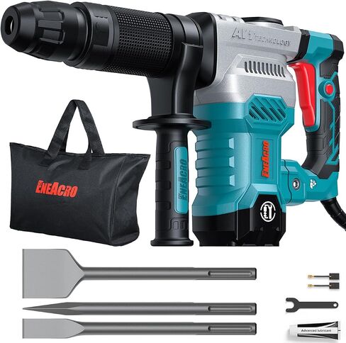 ENEACRO SDS-Max Demolition Jack Hammer, 11 Amp Electric | Lightweight, Aluminum Alloy Shell, Vibration Control, Includes Grease, Tool Bag & Chisels, For Concrete in Kuwait
