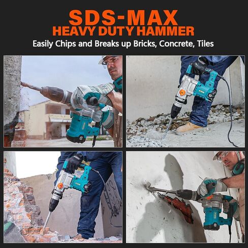 Berserker 1-9/16" SDS-Max Heavy Duty Rotary Hammer Drill for Concrete 42M | 1600W 13 Amp 3 Functions 16 lb. Corded Electric Variable-Speed Safety Clutch Vibration Control Demolition Rotomartillo in Kuwait