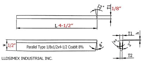 Set of 2 8% Cobalt 1/8" x 1/2" x 4-1/2" for Lathe Parting Cut off Blade Parallel Tyle in Kuwait