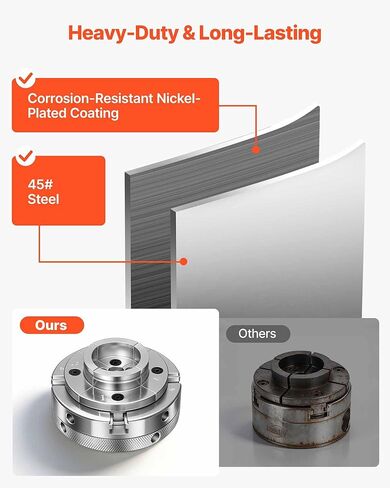 VEVOR 4 Inch Wood Lathe Chuck, 4-Jaw, Self-Centering Wood Turning Chuck Set with 1" x 8TPI Thread & Adapter, Nickel-Plated, High-Hardness Steel, Inside Clamping & Outside Support, for Woodworking in Kuwait