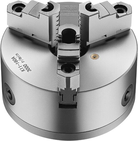VEVOR 3-Jaw Lathe Chuck, 6 Inch (160 mm), Self-Centering Chuck with 1 1/2 in-8 Threaded Backing Plate, 0.12-5.71 in (3-145 mm) Clamping Range with T-wrench Screws, HT300 Material, for Wood Metal Lathe in Kuwait