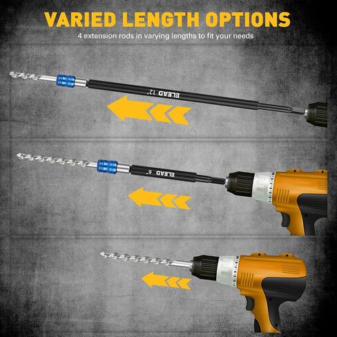 4-Piece 2", 4", 6", 12" Drill Bit Extension Set, Magnetic Screwdriver Bit Holder Extender with Aluminum Sleeve, 1/4 Inch Hex Shank Quick Release Extension Adapter, Durable CR-V Steel in Kuwait