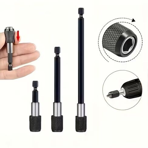 3-Piece Magnetic Bit Holder Extension Set, Quick Release Universal Impact Drill Adapter for Home DIY Projects in Kuwait