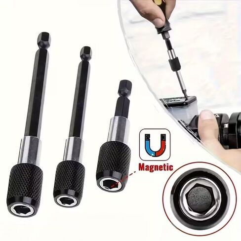 3-Piece Magnetic Bit Holder Extension Set, Quick Release Universal Impact Drill Adapter for Home DIY Projects in Kuwait