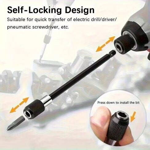 3-Piece Magnetic Bit Holder Extension Set, Quick Release Universal Impact Drill Adapter for Home DIY Projects in Kuwait