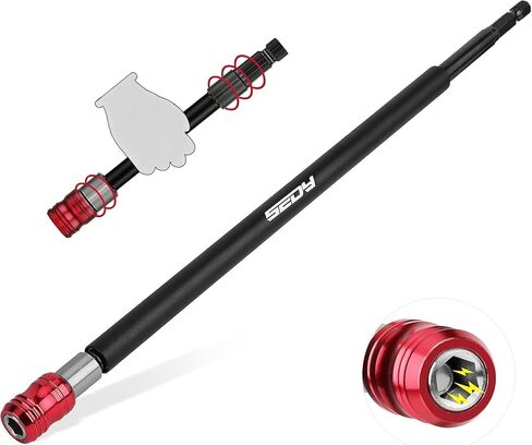 Magnetic Screwdriver Bit Holder Set: 5-Piece 1/4 Inch Hex Shank Quick Release Extension Adapter | Super Straight Durable CR-V Steel | Universal Fit for Impact Driver Bits | 2", 4", 6", 12", 17" Long in Kuwait