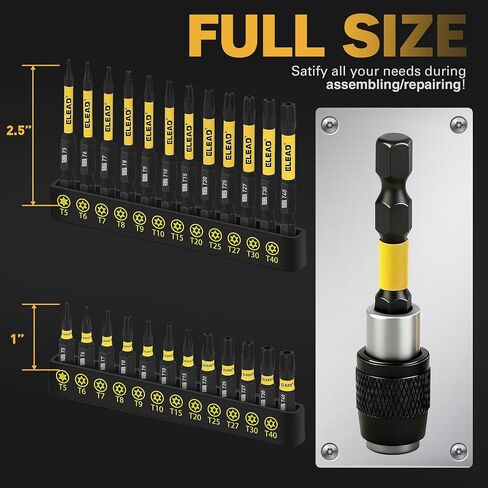 Tamper Proof Torx Bit Set: 25 Pieces T5-T40 Torx Security Bits Set | Torque Star Bits with 2.5" Magnetic Extension Bit Holder and Storage Box | S2 Steel in Kuwait