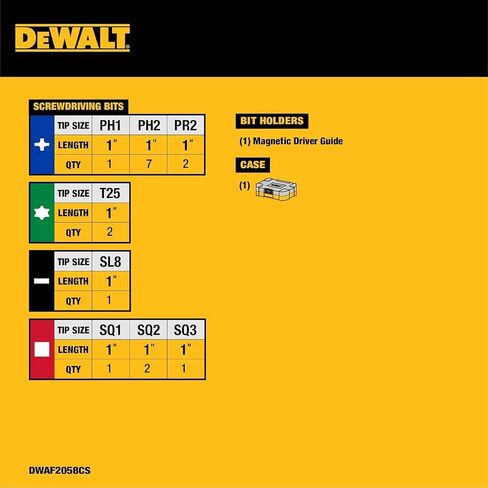 DEWALT 18 pc. Compact Magnetic Drive Guide Set, Yellow (DWAF2058CS) in Kuwait