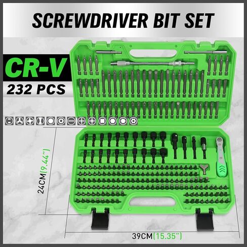 SWANLAKE 232-Piece Ultimate Screwdriver Bit Set, Cr-V Impact Driver Bit Set, Includes Security Bits, Nut Driver, Ratchet Wrench and Bits Holder in Kuwait