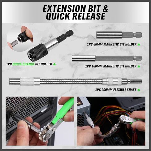 SWANLAKE 232-Piece Ultimate Screwdriver Bit Set, Cr-V Impact Driver Bit Set, Includes Security Bits, Nut Driver, Ratchet Wrench and Bits Holder in Kuwait