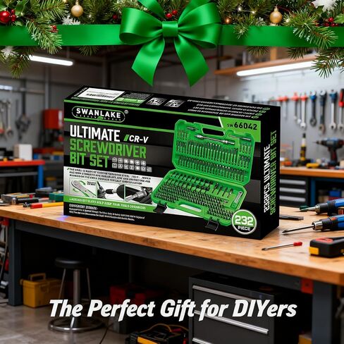 SWANLAKE 232-Piece Ultimate Screwdriver Bit Set, Cr-V Impact Driver Bit Set, Includes Security Bits, Nut Driver, Ratchet Wrench and Bits Holder in Kuwait