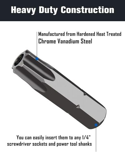 ROTATION 14-Piece Tamper Resistant Star Bits, Chrome Vanadium Steel, T5 - T40 Impact Grade Security Torx Bit Set, 1/4-inch Hex Shank in Kuwait
