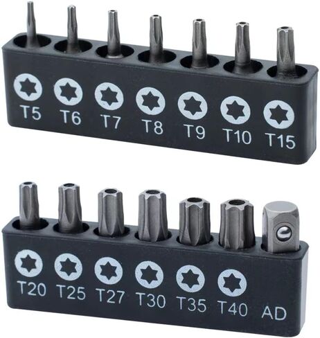 ROTATION 14-Piece Tamper Resistant Star Bits, Chrome Vanadium Steel, T5 - T40 Impact Grade Security Torx Bit Set, 1/4-inch Hex Shank in Kuwait