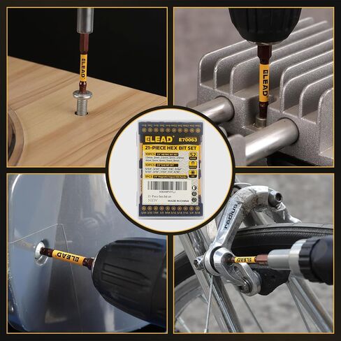 21-Piece 2.5" Allen-Wrench Hex Drill Bit Set, Durable Impact Allen Key Set, Long-Lasting Strong Magnetic Hex Screwdriver Bit Set, SAE & Metric Size, Mechanic Automotive Furniture DIY Home Repairs in Kuwait
