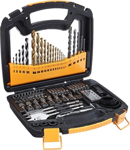 Amazon Basics Drill & Driver Multi Bit Set, Alloy Steel Drill Bits for Metal, Wood, Plastic, Masonry, with Storage Case, 100-Piece in Kuwait