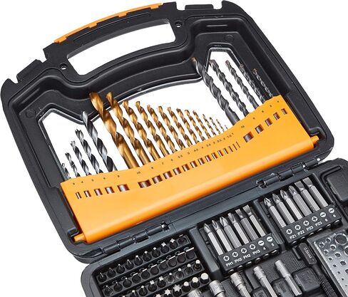 Amazon Basics Drill & Driver Multi Bit Set, Alloy Steel Drill Bits for Metal, Wood, Plastic, Masonry, with Storage Case, 100-Piece in Kuwait