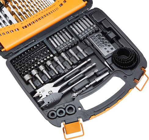 Amazon Basics Drill & Driver Multi Bit Set, Alloy Steel Drill Bits for Metal, Wood, Plastic, Masonry, with Storage Case, 100-Piece in Kuwait