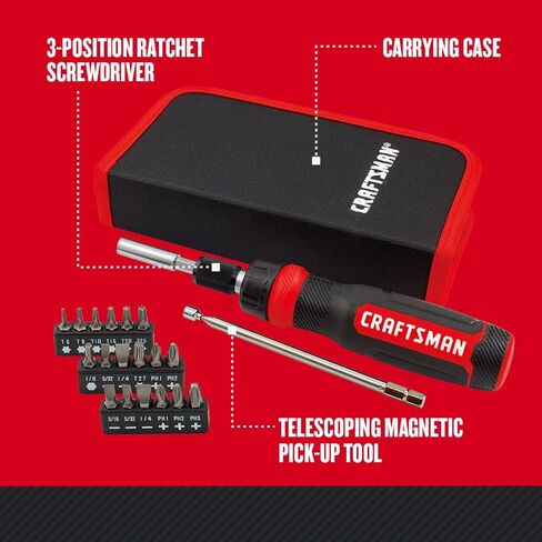 CRAFTSMAN Ratcheting Screwdriver, Multibit Set, 26-Piece (CMHT68001) in Kuwait