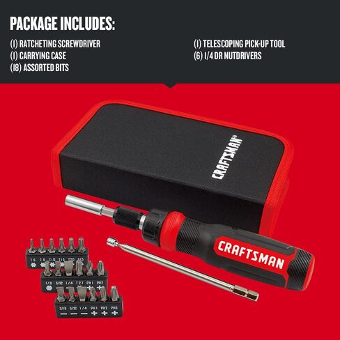 CRAFTSMAN Ratcheting Screwdriver, Multibit Set, 26-Piece (CMHT68001) in Kuwait