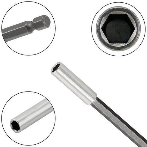 Magnetic Extension Kit 3 Pieces 1/4 Inch Hexagonal - 75 100 150 mm Shank - Quick Release for Drill, Screw, Nut - Hand Drive in Kuwait
