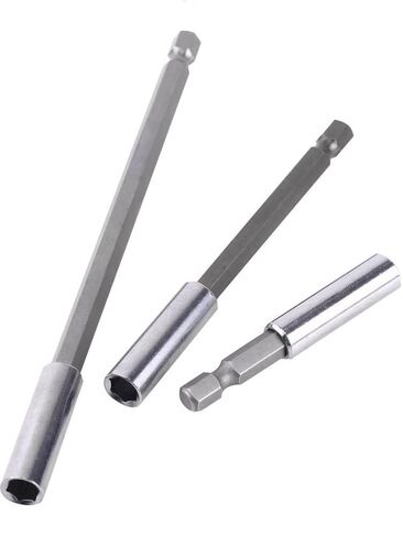 Magnetic Extension Kit 3 Pieces 1/4 Inch Hexagonal - 75 100 150 mm Shank - Quick Release for Drill, Screw, Nut - Hand Drive in Kuwait