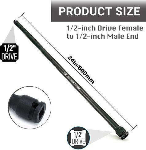 1/2 Inch Drive Extension,24-Inch Length 1/2" Impact Extension Bar,24" Long Socket Wrench Extender,Cr-Mo Steel in Kuwait