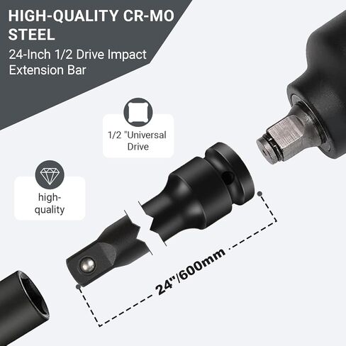 1/2 Inch Drive Extension,24-Inch Length 1/2" Impact Extension Bar,24" Long Socket Wrench Extender,Cr-Mo Steel in Kuwait