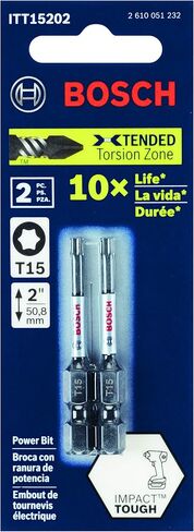 BOSCH ITT15202 2-Pack 2 In. Torx #15 Impact Tough Screwdriving Power Bits in Kuwait
