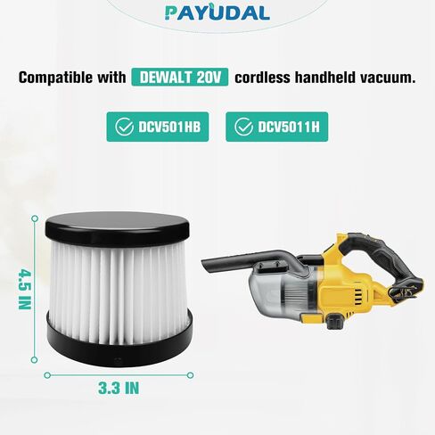 4 Packs DCV501HB DCV5011H Replacement HEPA Filters. Compatible With DEWALT 20V Vacuum Cordless Handheld Vacuum Filter. Compared To Part DCV5011H DCV501HB Filter, with 8 Pack Foam Sleeve Filters in Kuwait