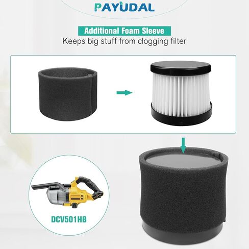 4 Packs DCV501HB DCV5011H Replacement HEPA Filters. Compatible With DEWALT 20V Vacuum Cordless Handheld Vacuum Filter. Compared To Part DCV5011H DCV501HB Filter, with 8 Pack Foam Sleeve Filters in Kuwait