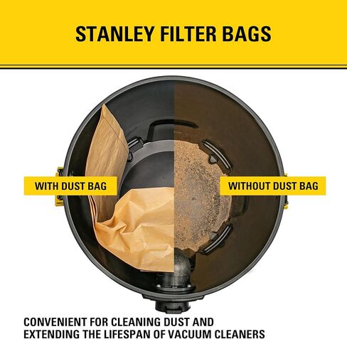 3 Pack STANLEY Filter Bag 19-3100, for 5-8 Gallon Wet/Dry Vacuum, Compatible with STANLEY SL18115 SL18115P SL18116 SL18116P SL18117 SL18701P-10A SL18410P-5A SL18410-5B and Porter-Cable PCX18406-5B in Kuwait