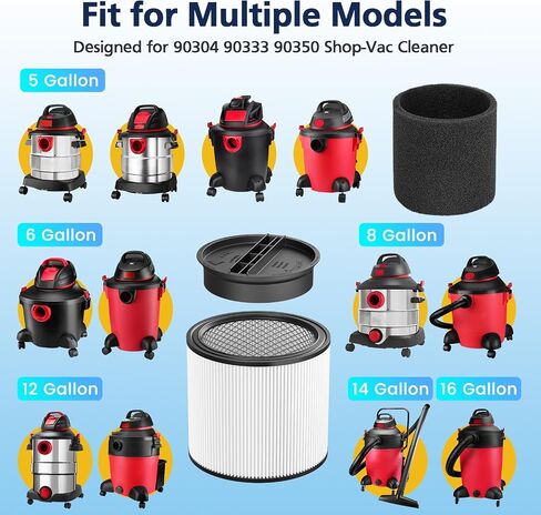 90304 Replacement Filter Fit for Shop-Vac 90304 90350 90333 Replacement | for Most Wet/Dry Vacuum Cleaners 5 Gallon and Above, Compare to Part No.90304, 90585 (2+2+4+1) in Kuwait